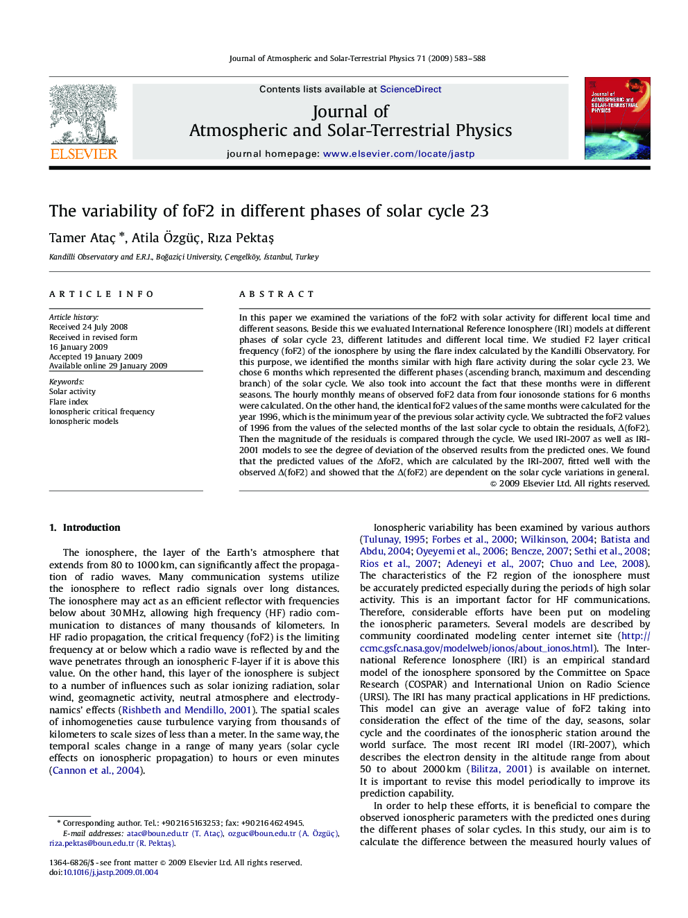 The variability of foF2 in different phases of solar cycle 23
