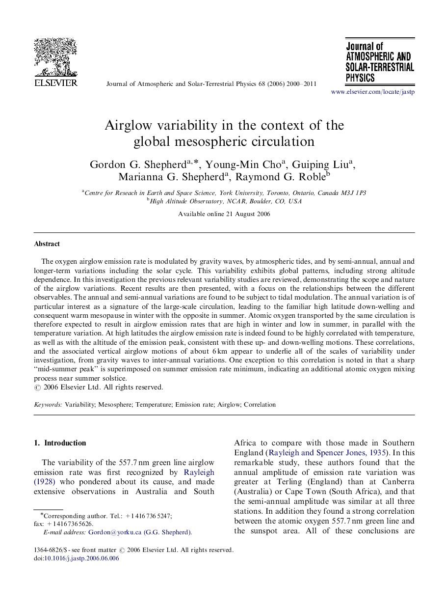 Airglow variability in the context of the global mesospheric circulation