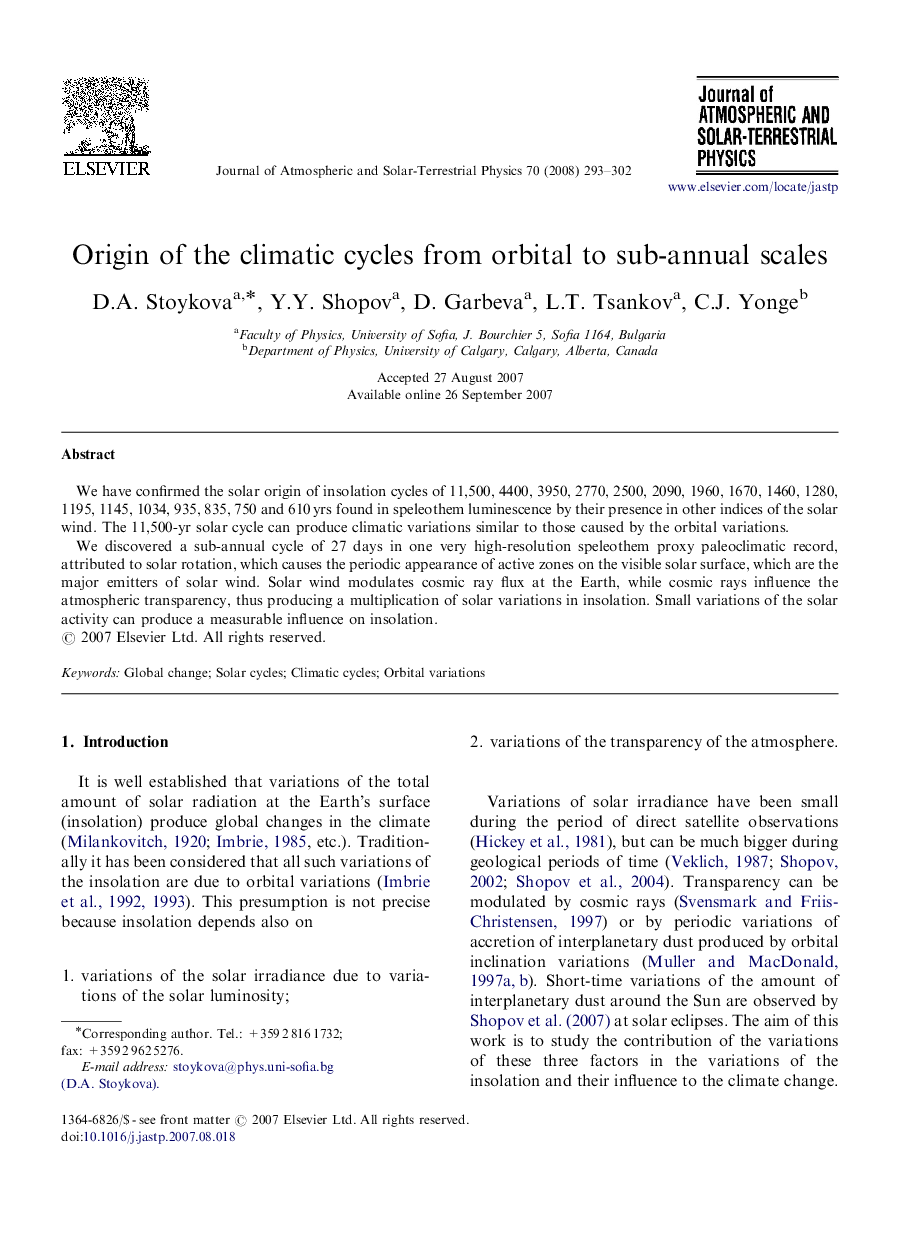 Origin of the climatic cycles from orbital to sub-annual scales