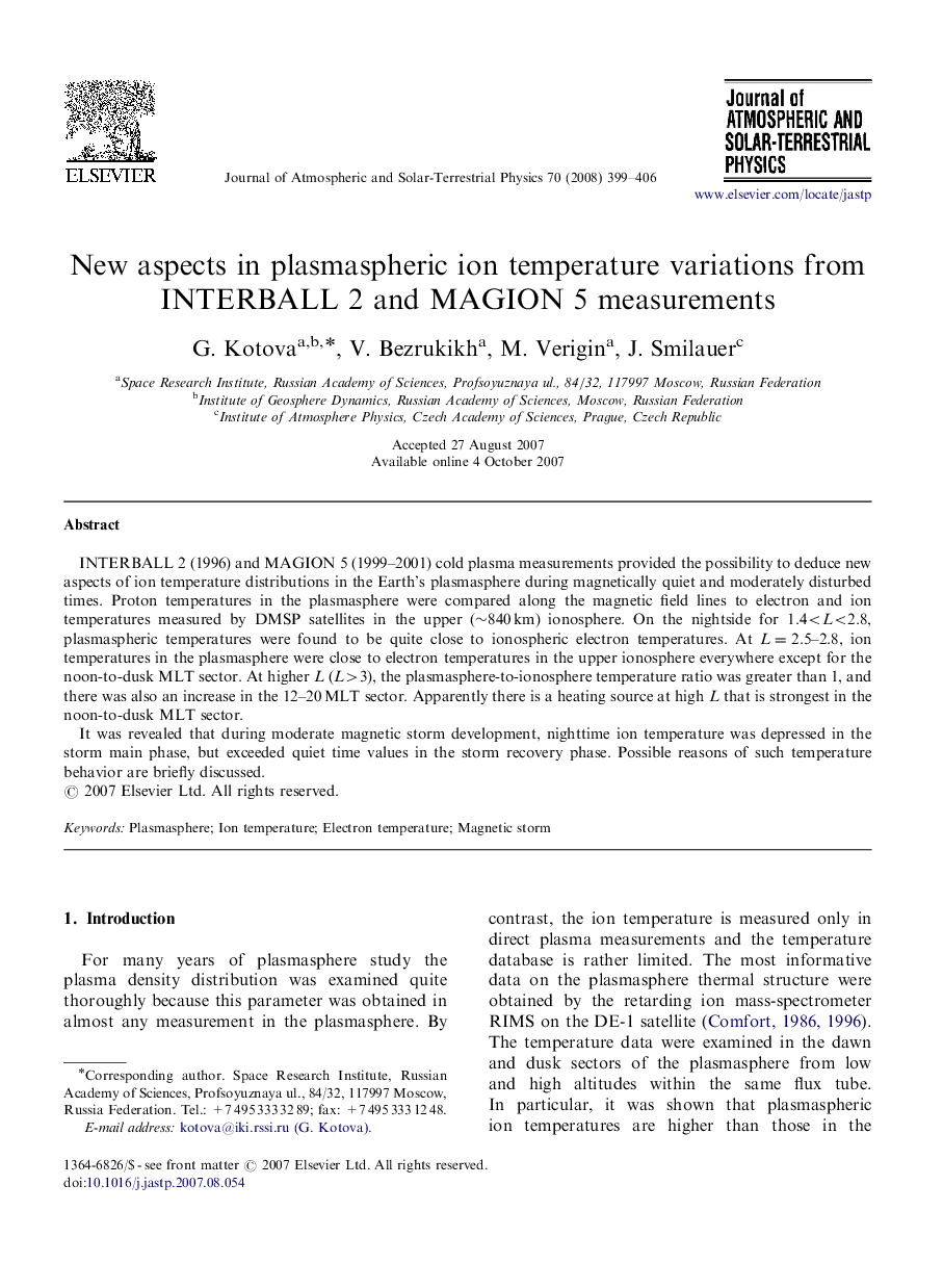 New aspects in plasmaspheric ion temperature variations from INTERBALL 2 and MAGION 5 measurements