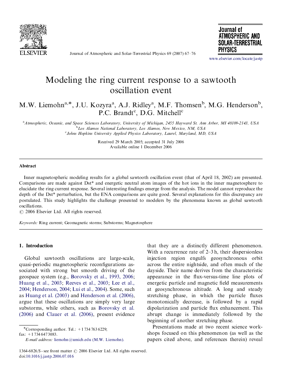 Modeling the ring current response to a sawtooth oscillation event