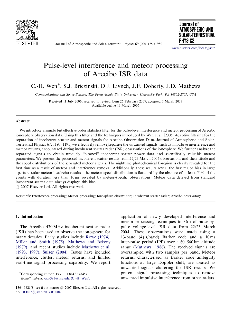 Pulse-level interference and meteor processing of Arecibo ISR data