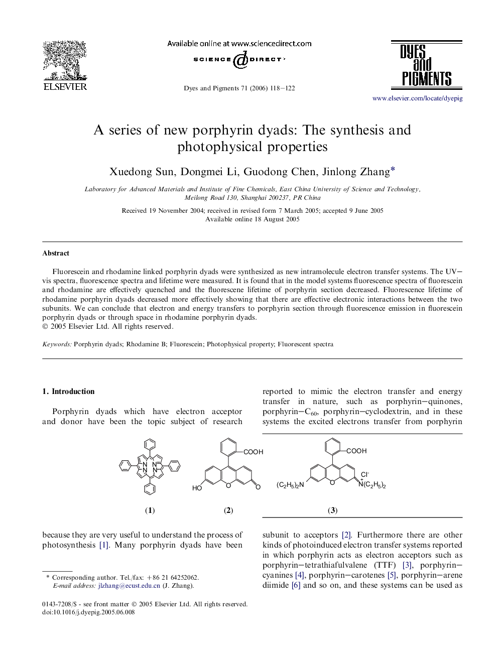 A series of new porphyrin dyads: The synthesis and photophysical properties