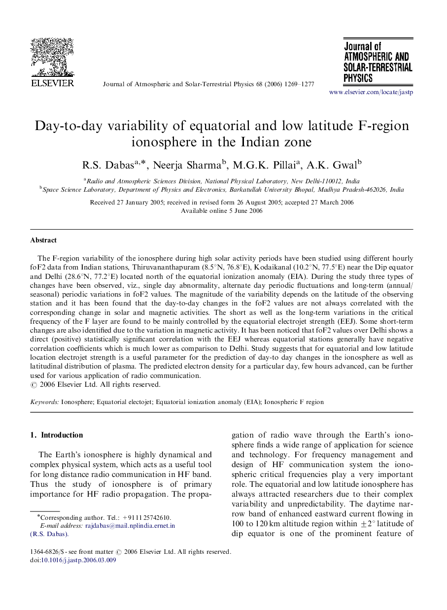 Day-to-day variability of equatorial and low latitude F-region ionosphere in the Indian zone