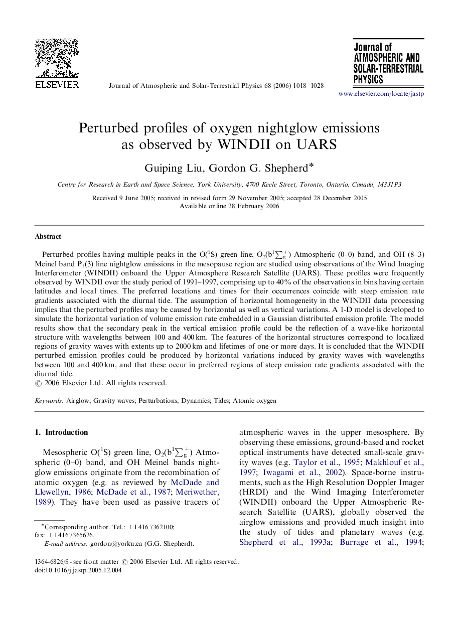 Perturbed profiles of oxygen nightglow emissions as observed by WINDII on UARS