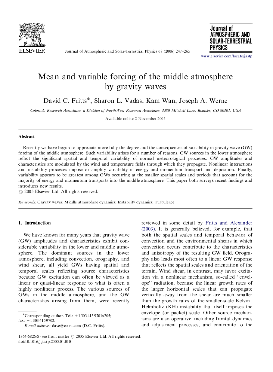 Mean and variable forcing of the middle atmosphere by gravity waves