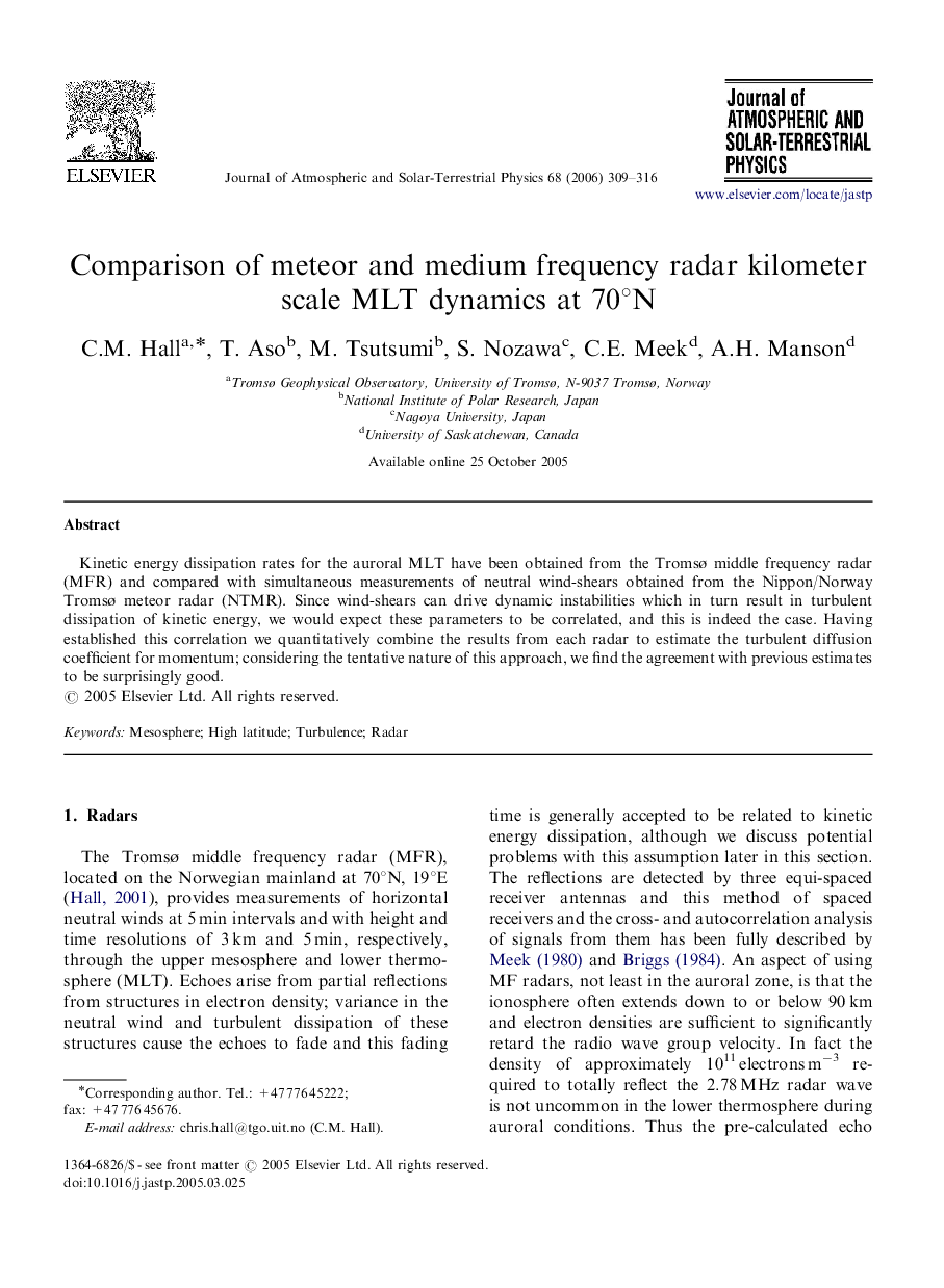 Comparison of meteor and medium frequency radar kilometer scale MLT dynamics at 70°N