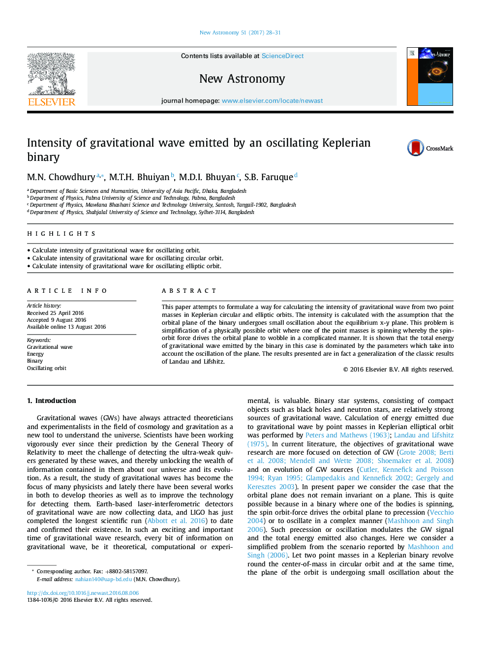 Intensity of gravitational wave emitted by an oscillating Keplerian binary