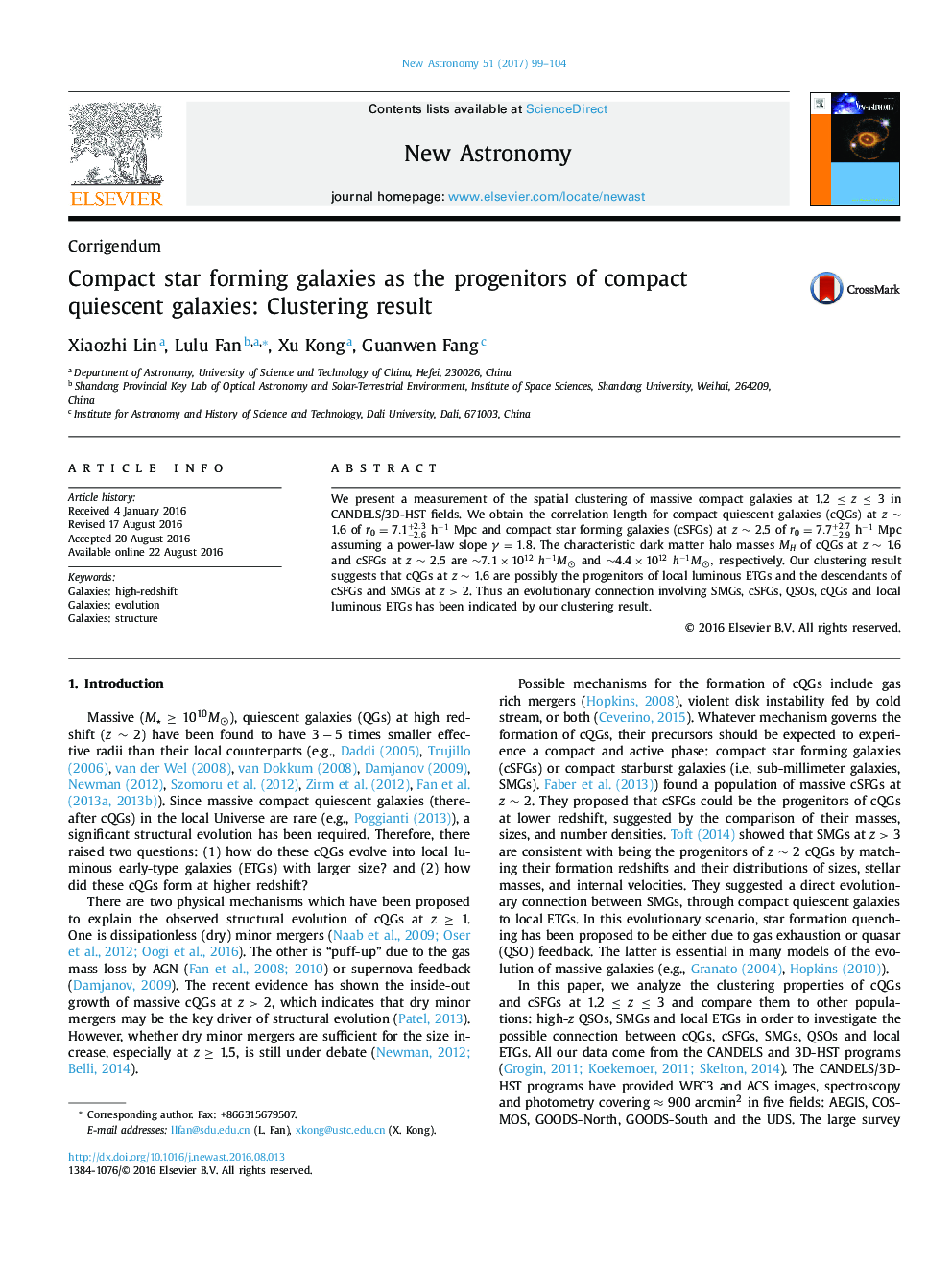 Compact star forming galaxies as the progenitors of compact quiescent galaxies: Clustering result