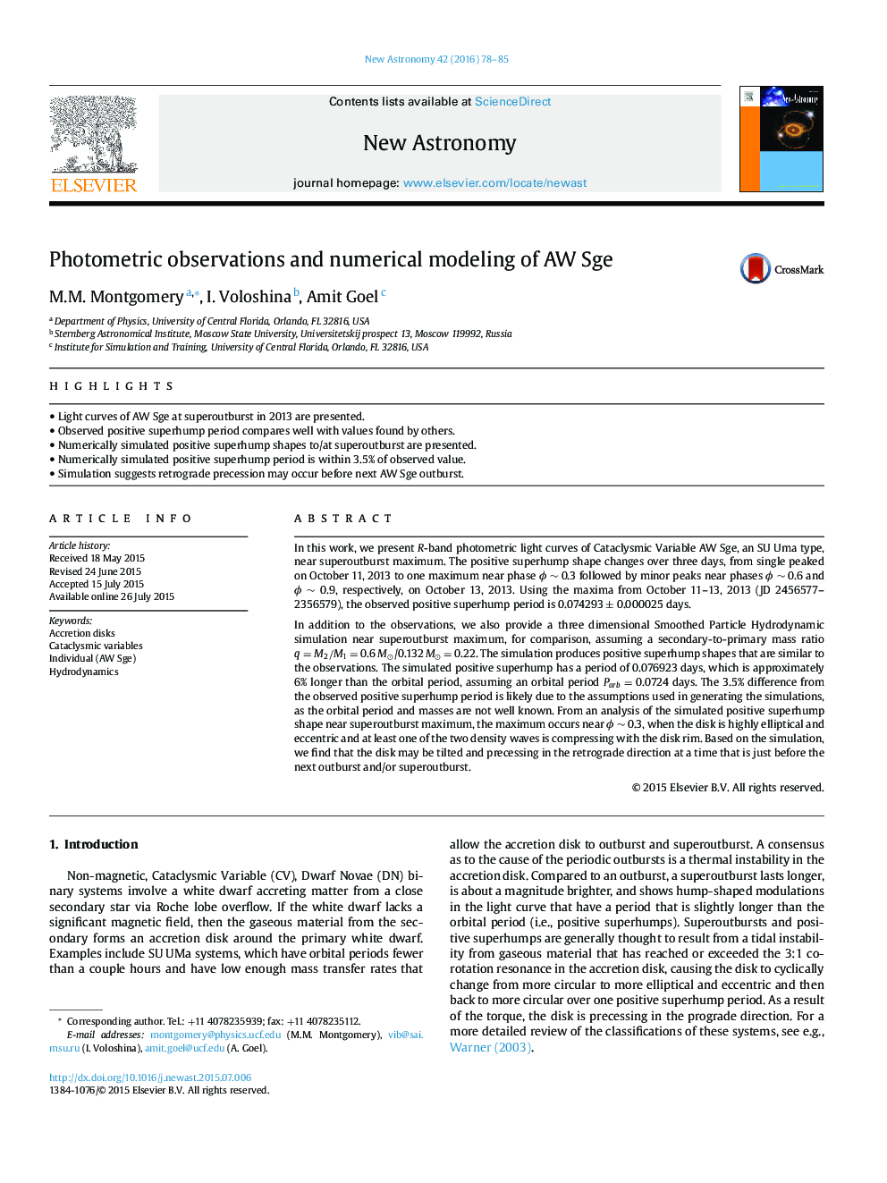 Photometric observations and numerical modeling of AW Sge