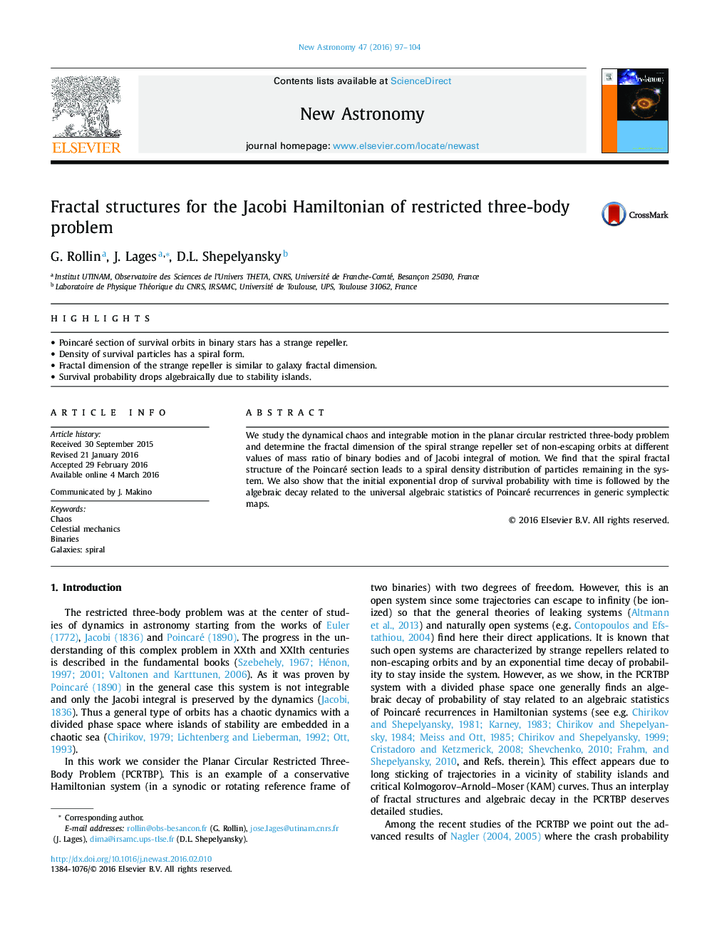 Fractal structures for the Jacobi Hamiltonian of restricted three-body problem