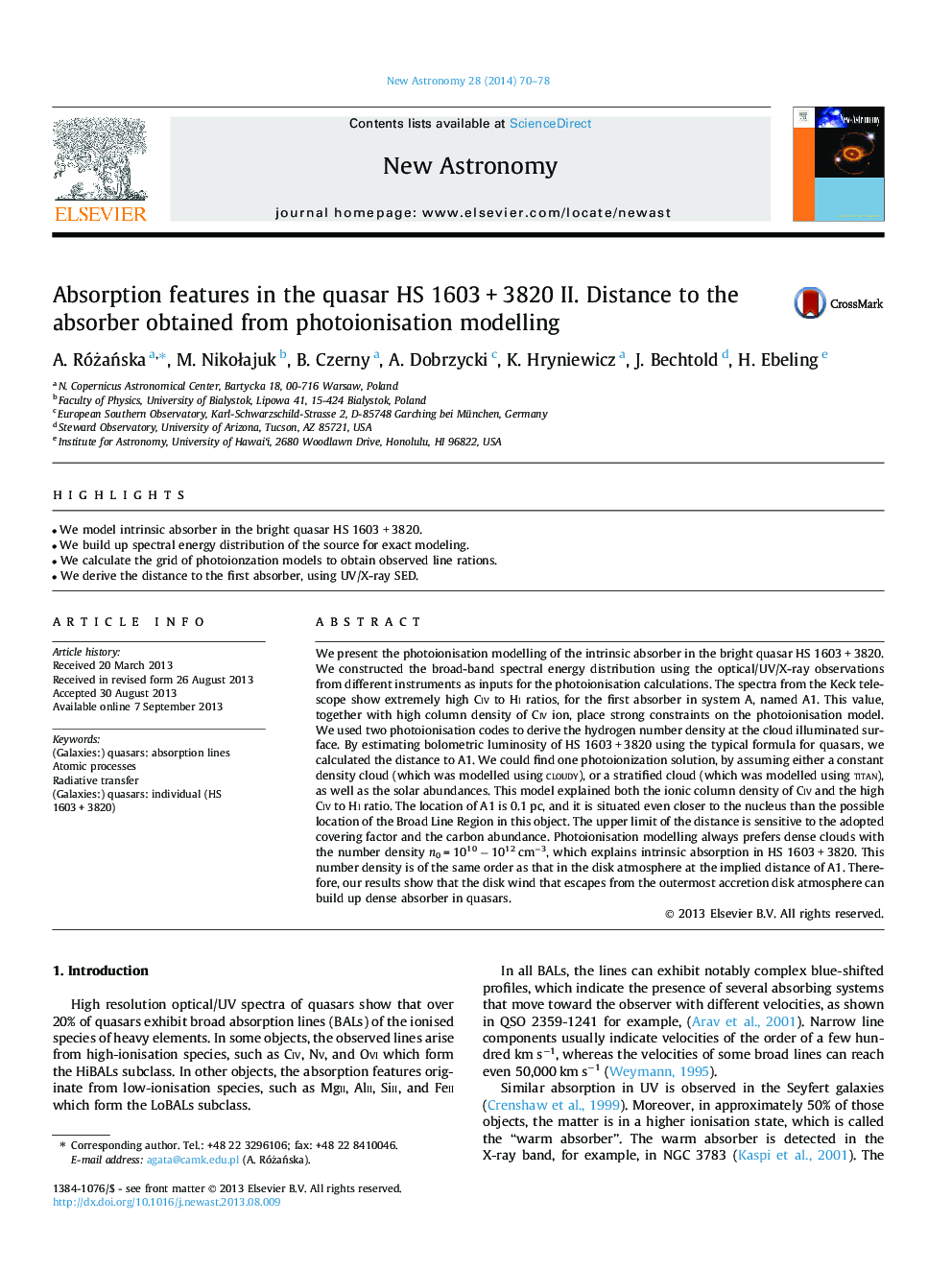 Absorption features in the quasar HS 1603 + 3820 II. Distance to the absorber obtained from photoionisation modelling