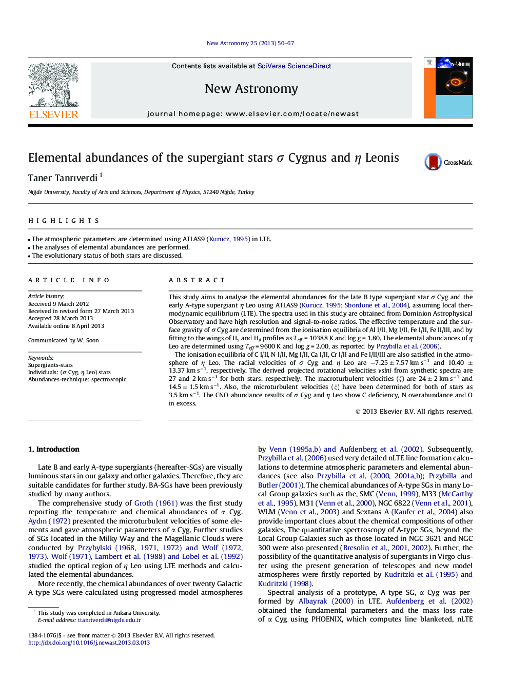 Elemental abundances of the supergiant stars σσ Cygnus and ηη Leonis