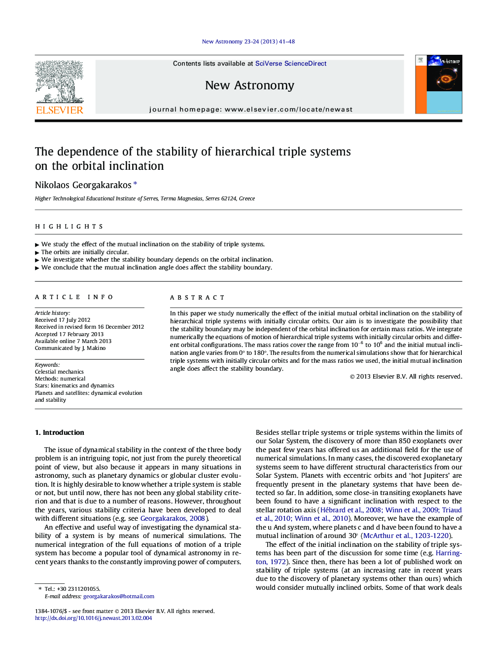The dependence of the stability of hierarchical triple systems on the orbital inclination