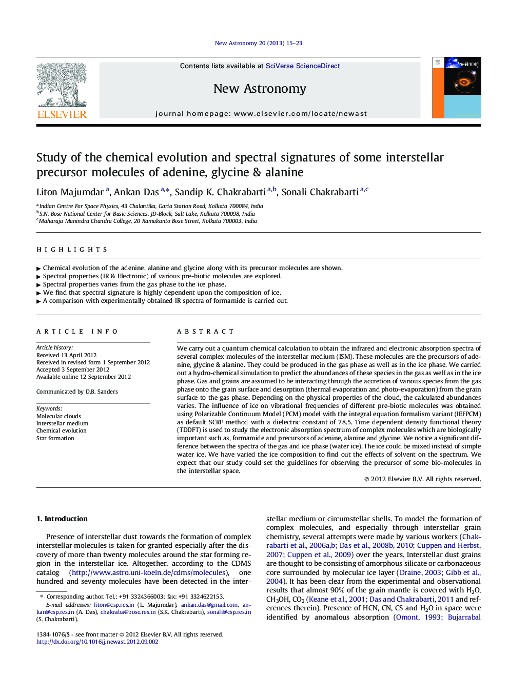 Study of the chemical evolution and spectral signatures of some interstellar precursor molecules of adenine, glycine & alanine