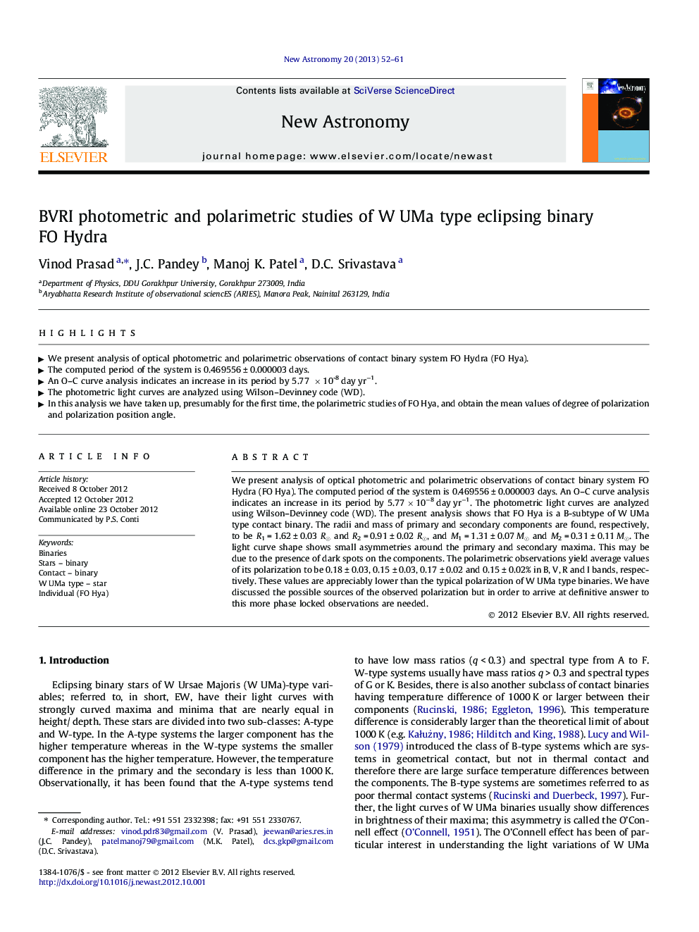 BVRI photometric and polarimetric studies of W UMa type eclipsing binary FO Hydra