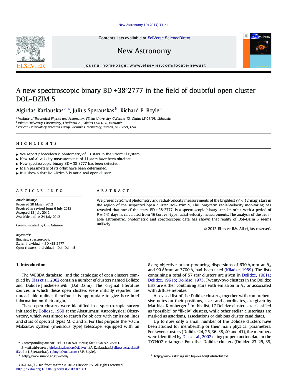 A new spectroscopic binary BD +38Â°2777 in the field of doubtful open cluster DOL-DZIM 5