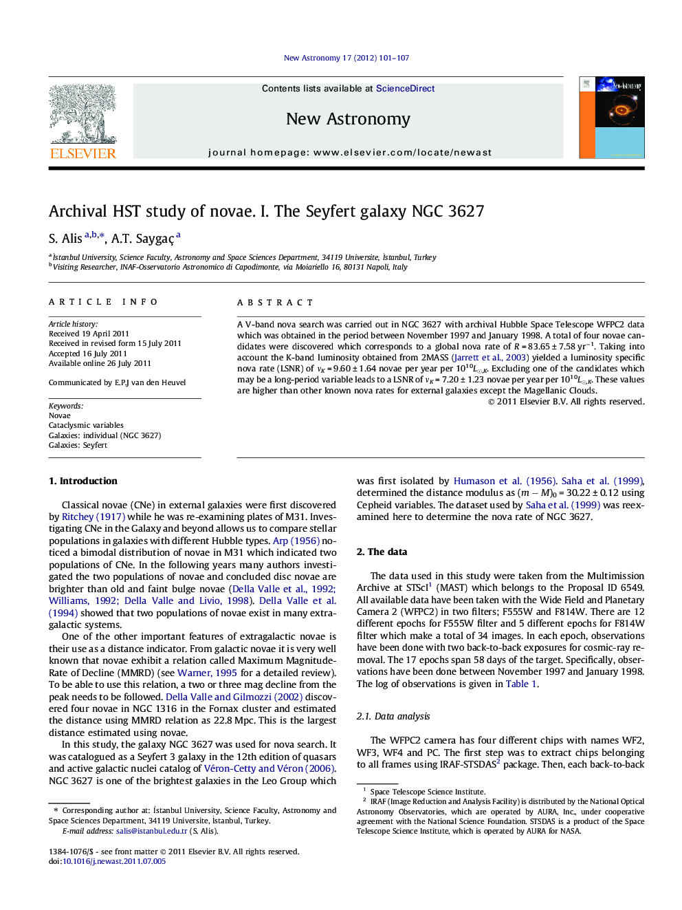 Archival HST study of novae. I. The Seyfert galaxy NGC 3627