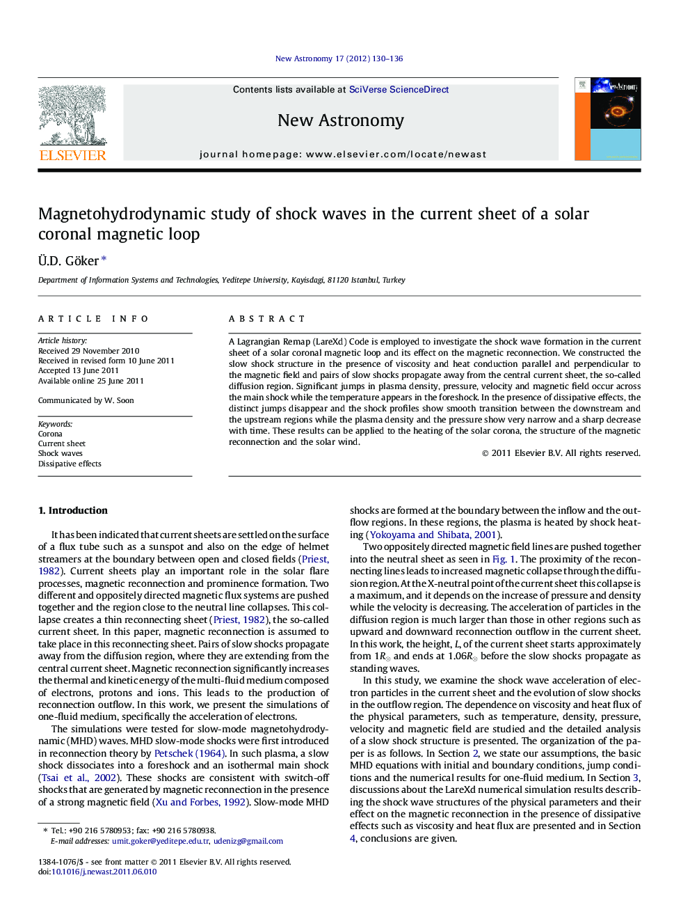 Magnetohydrodynamic study of shock waves in the current sheet of a solar coronal magnetic loop