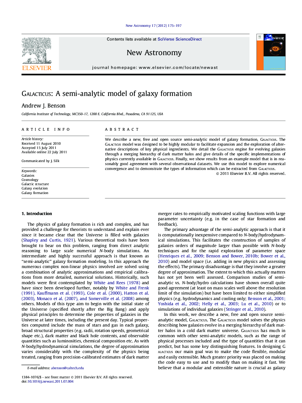 Galacticus: A semi-analytic model of galaxy formation