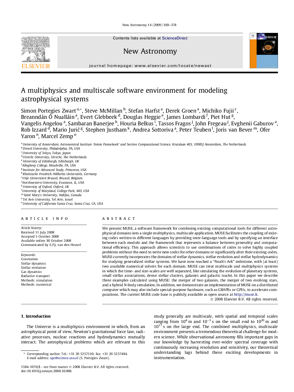 A multiphysics and multiscale software environment for modeling astrophysical systems