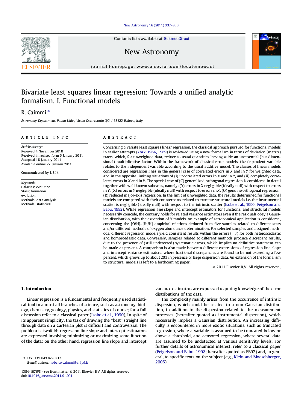 Bivariate least squares linear regression: Towards a unified analytic formalism. I. Functional models
