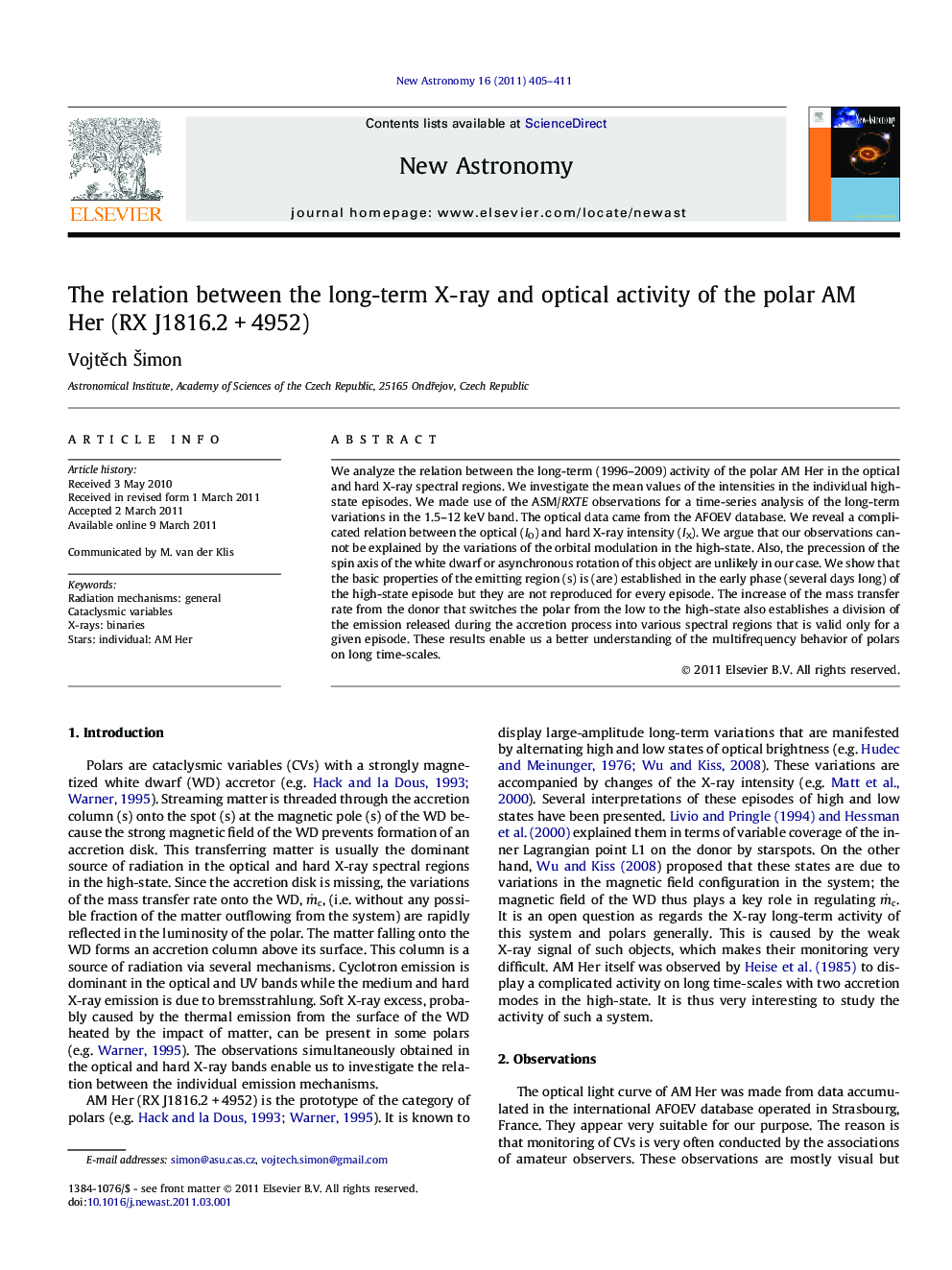 The relation between the long-term X-ray and optical activity of the polar AM Her (RX J1816.2Â +Â 4952)
