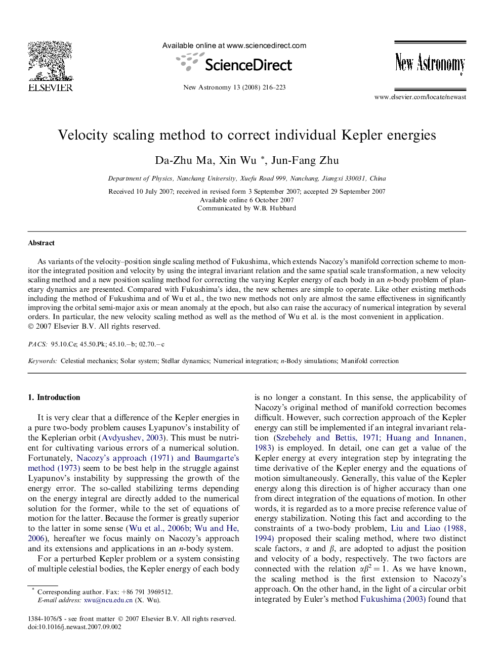 Velocity scaling method to correct individual Kepler energies
