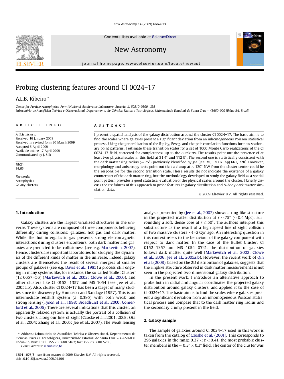 Probing clustering features around Cl 0024+17