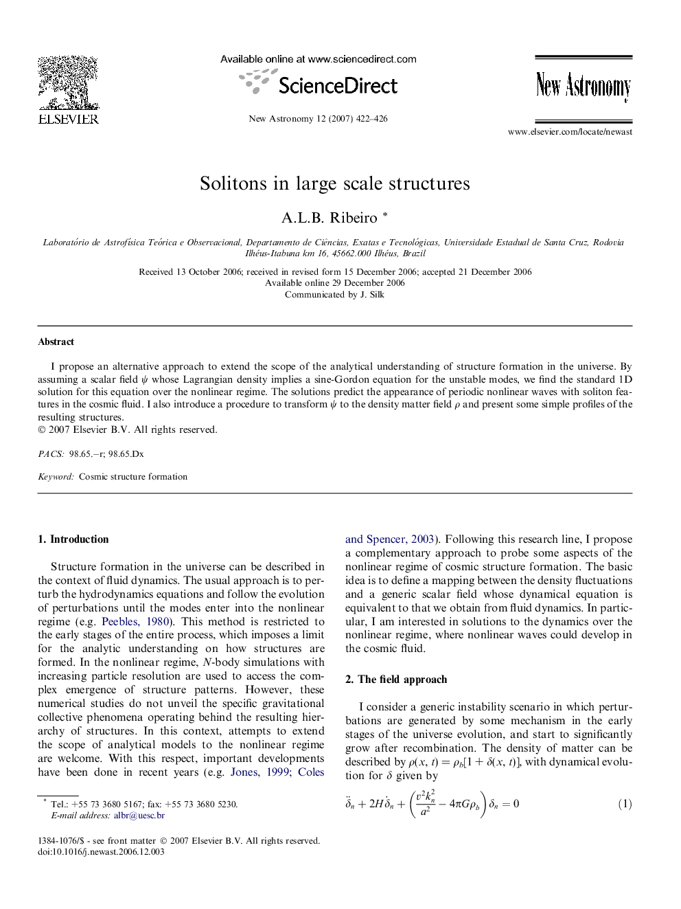 Solitons in large scale structures