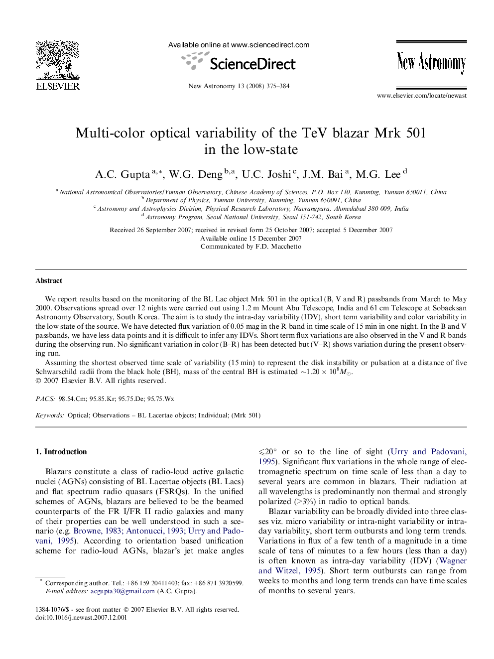 Multi-color optical variability of the TeV blazar Mrk 501 in the low-state