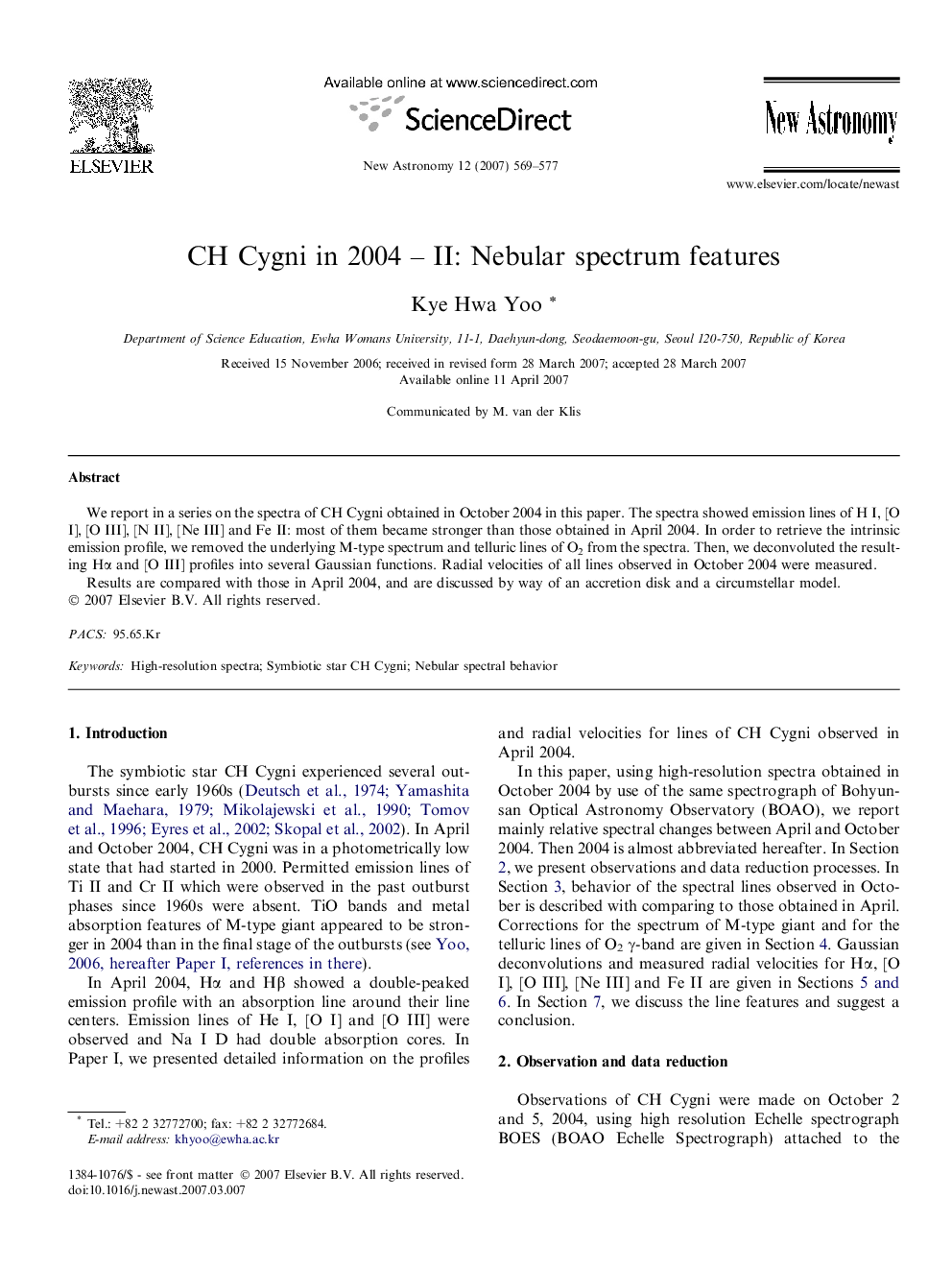 CH Cygni in 2004 - II: Nebular spectrum features