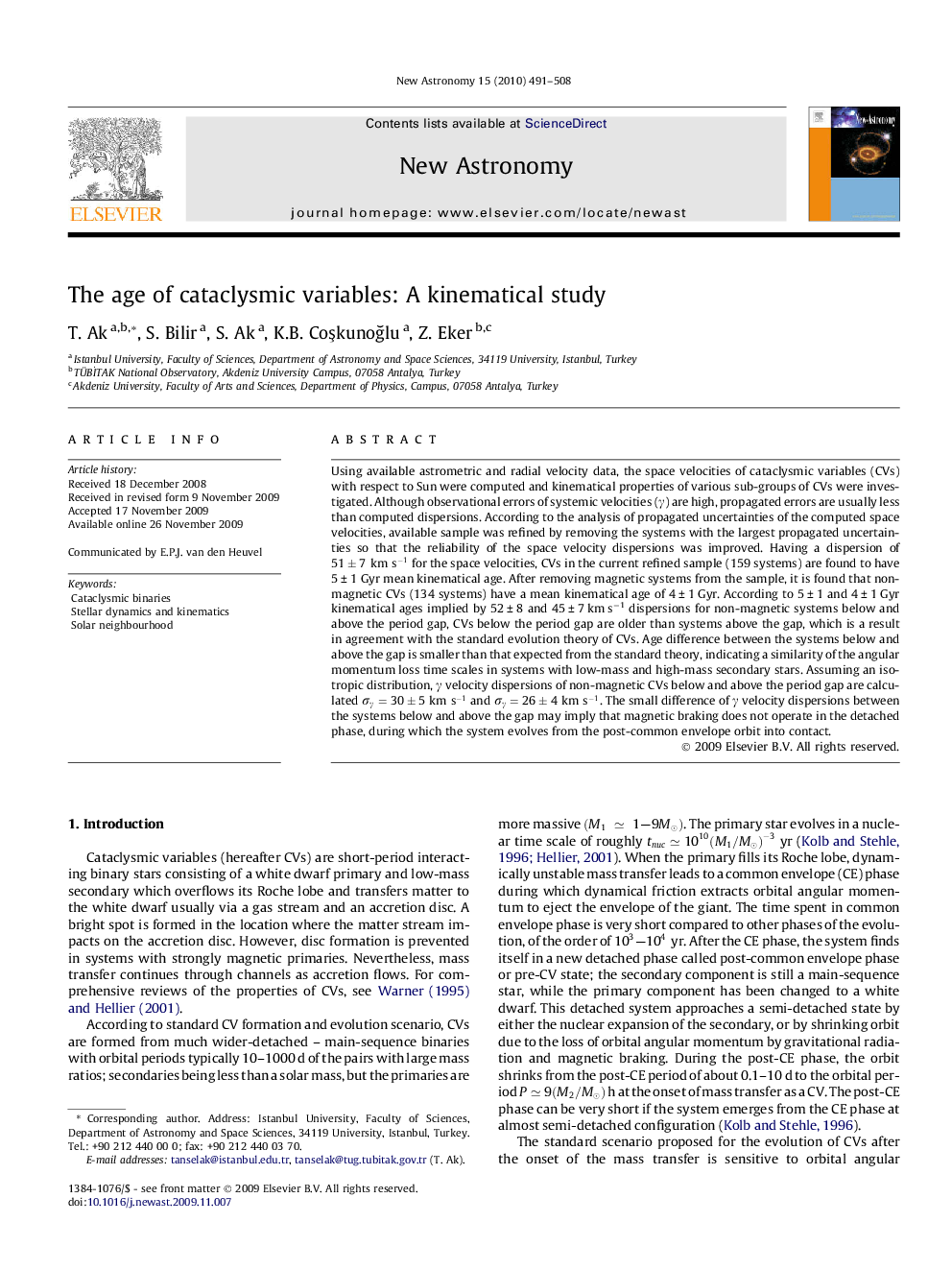 The age of cataclysmic variables: A kinematical study