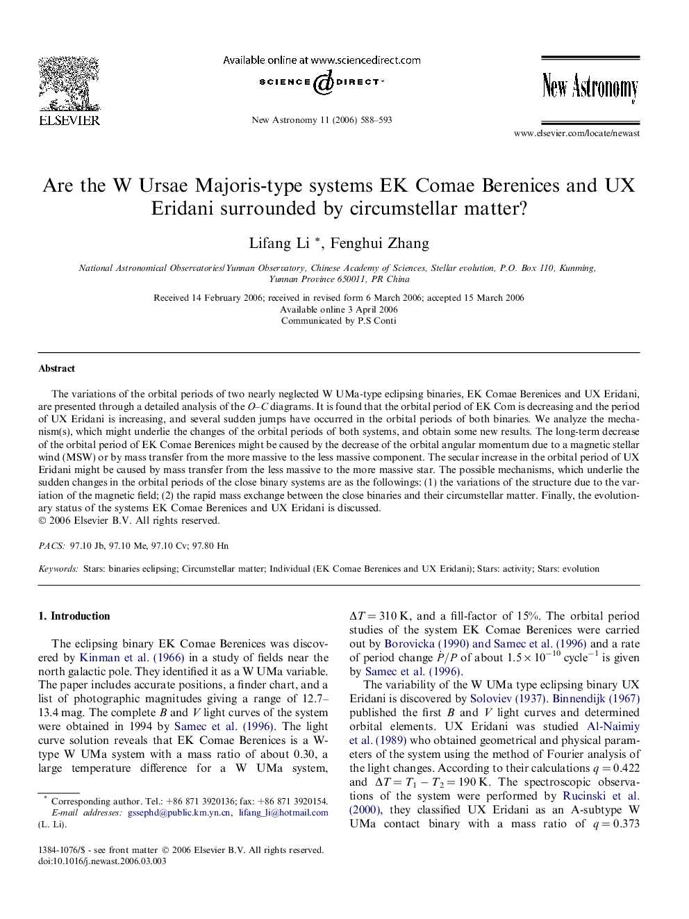 Are the W Ursae Majoris-type systems EK Comae Berenices and UX Eridani surrounded by circumstellar matter?