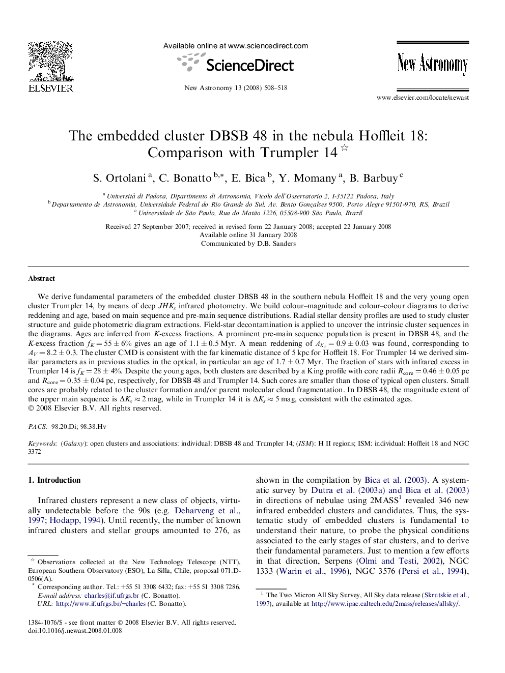 The embedded cluster DBSB 48 in the nebula Hoffleit 18: Comparison with Trumpler 14