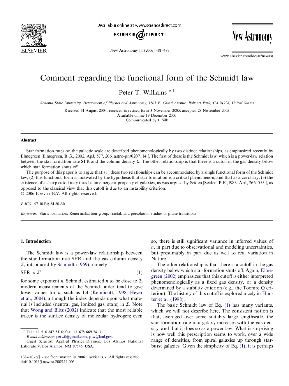 Comment regarding the functional form of the Schmidt law