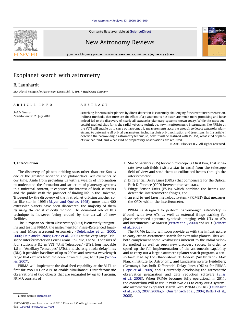 Exoplanet search with astrometry
