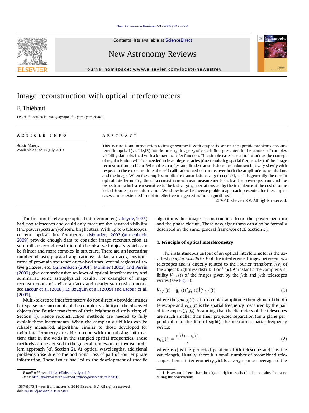 Image reconstruction with optical interferometers