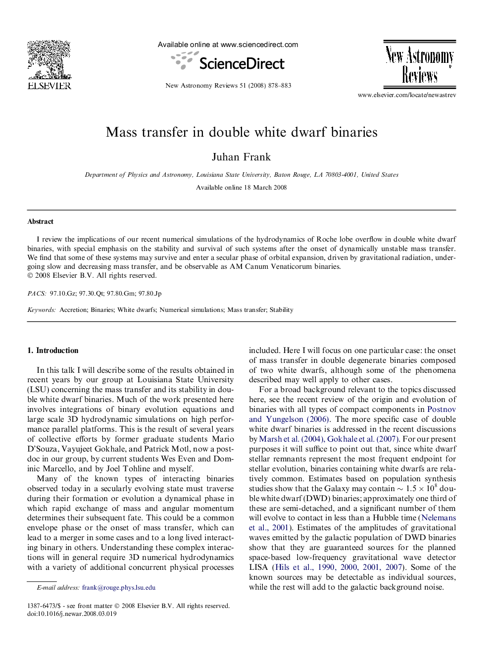 Mass transfer in double white dwarf binaries