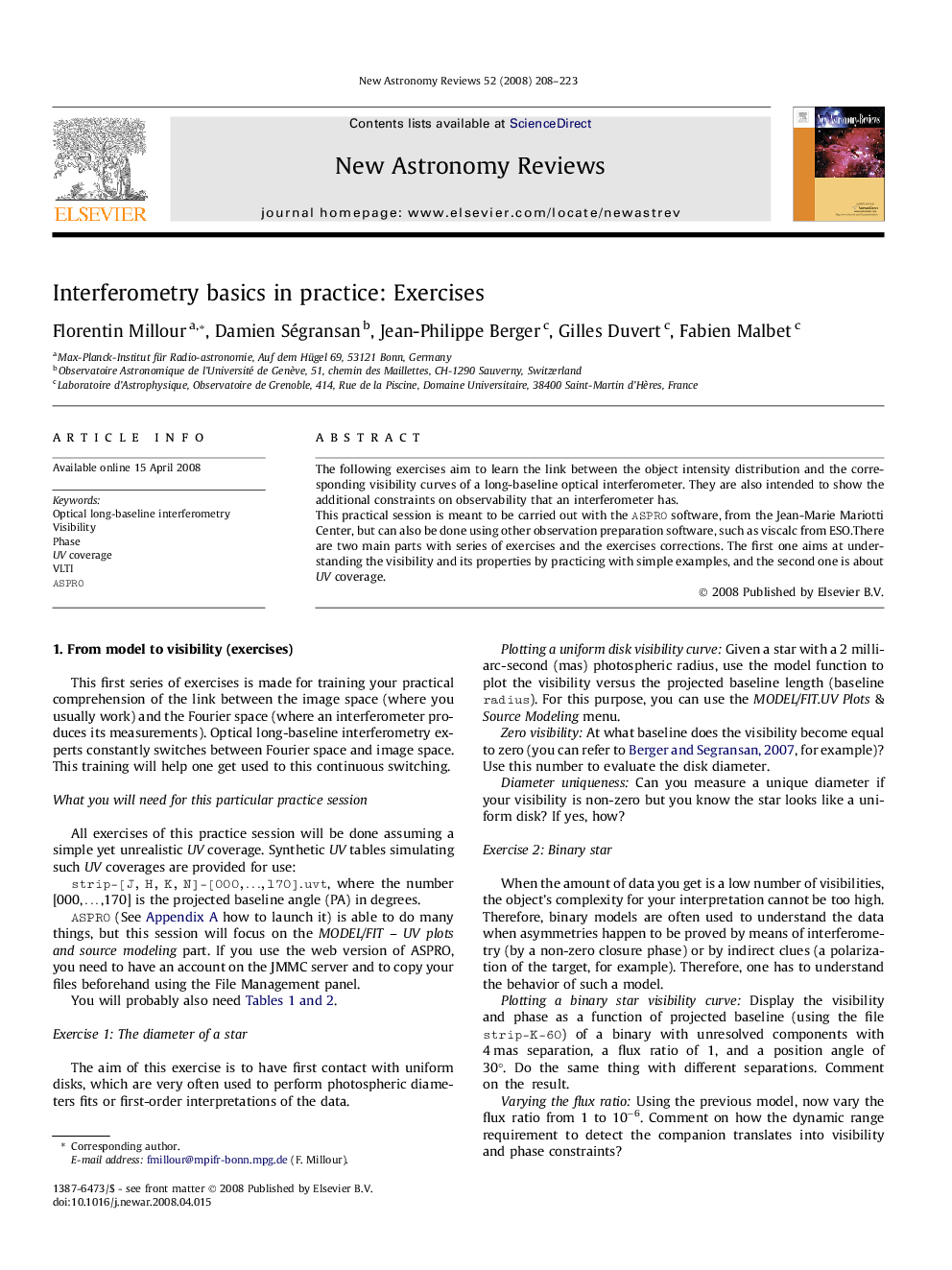 Interferometry basics in practice: Exercises