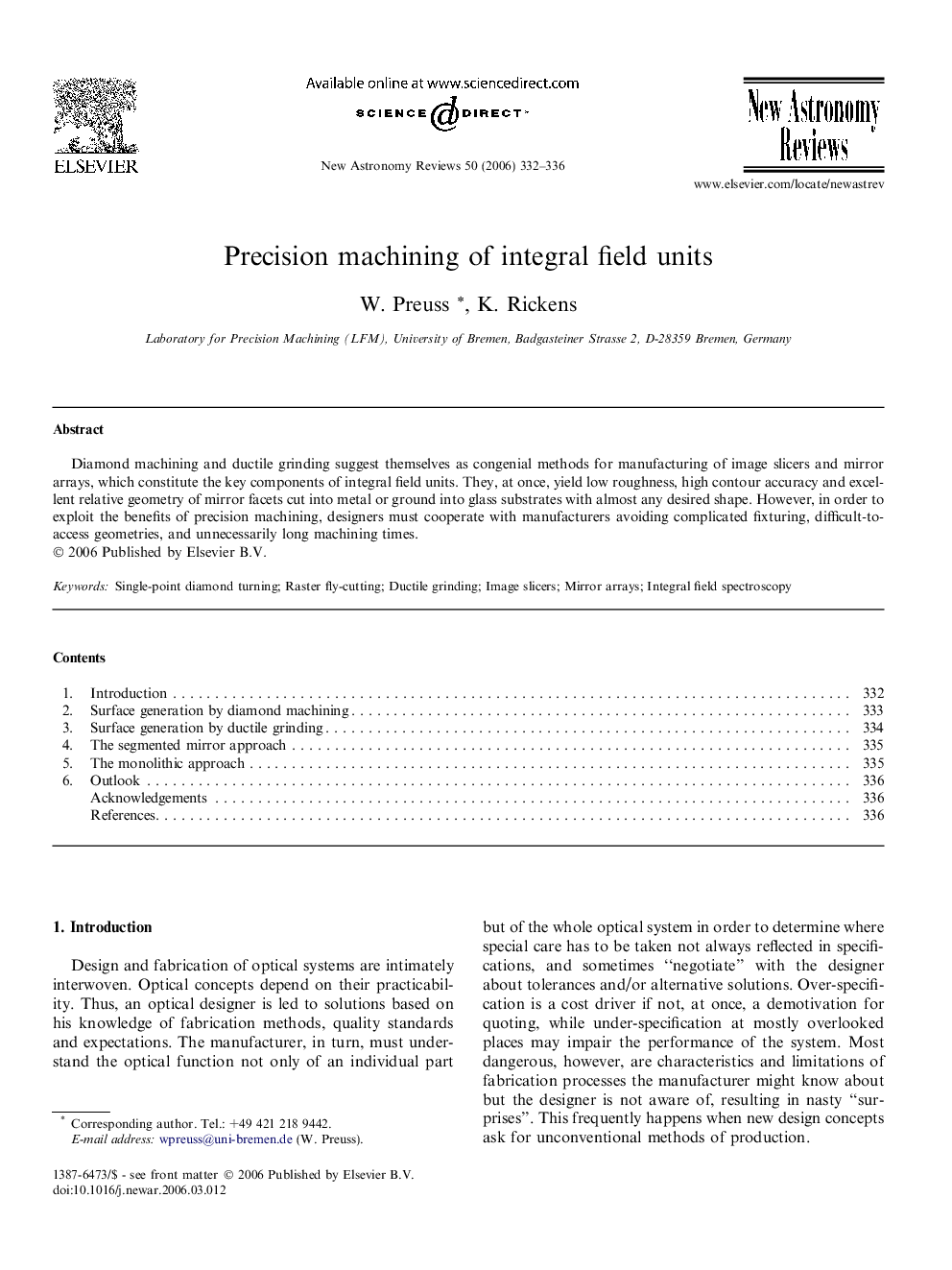 Precision machining of integral field units