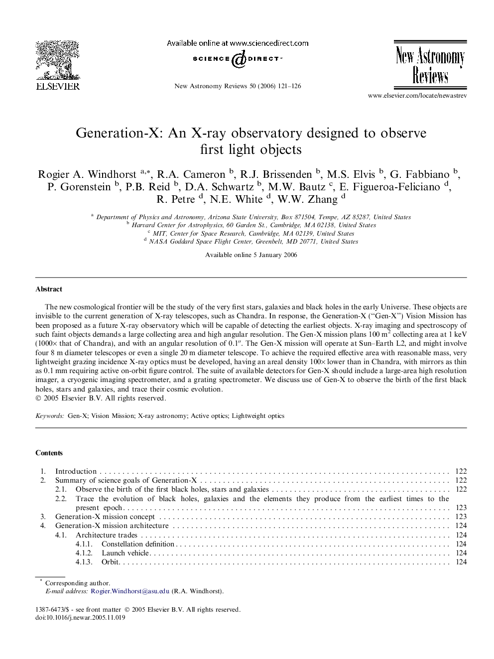 Generation-X: An X-ray observatory designed to observe first light objects