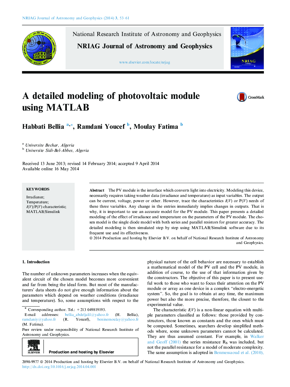 A detailed modeling of photovoltaic module using MATLAB 