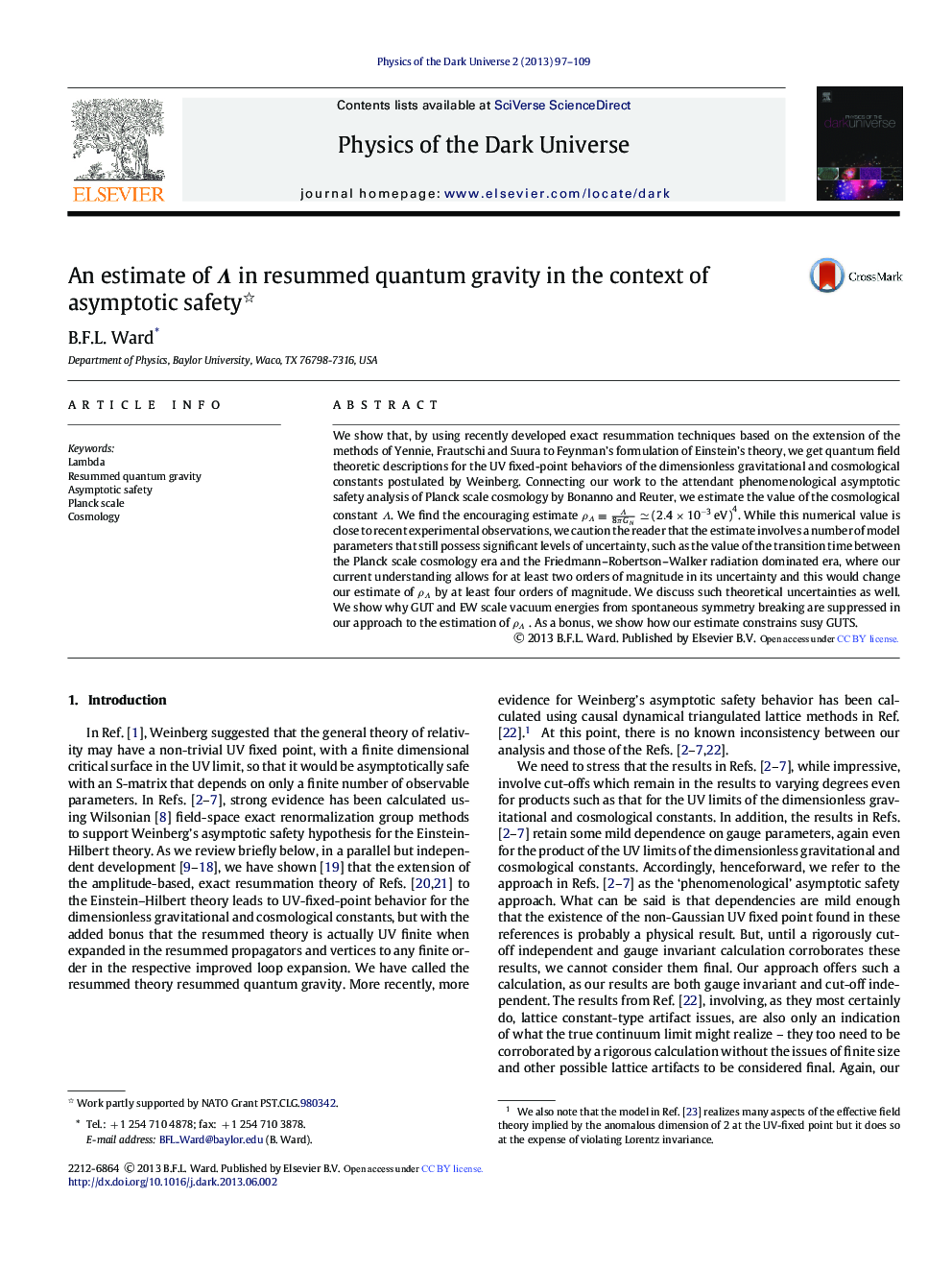 An estimate of Λ in resummed quantum gravity in the context of asymptotic safety 