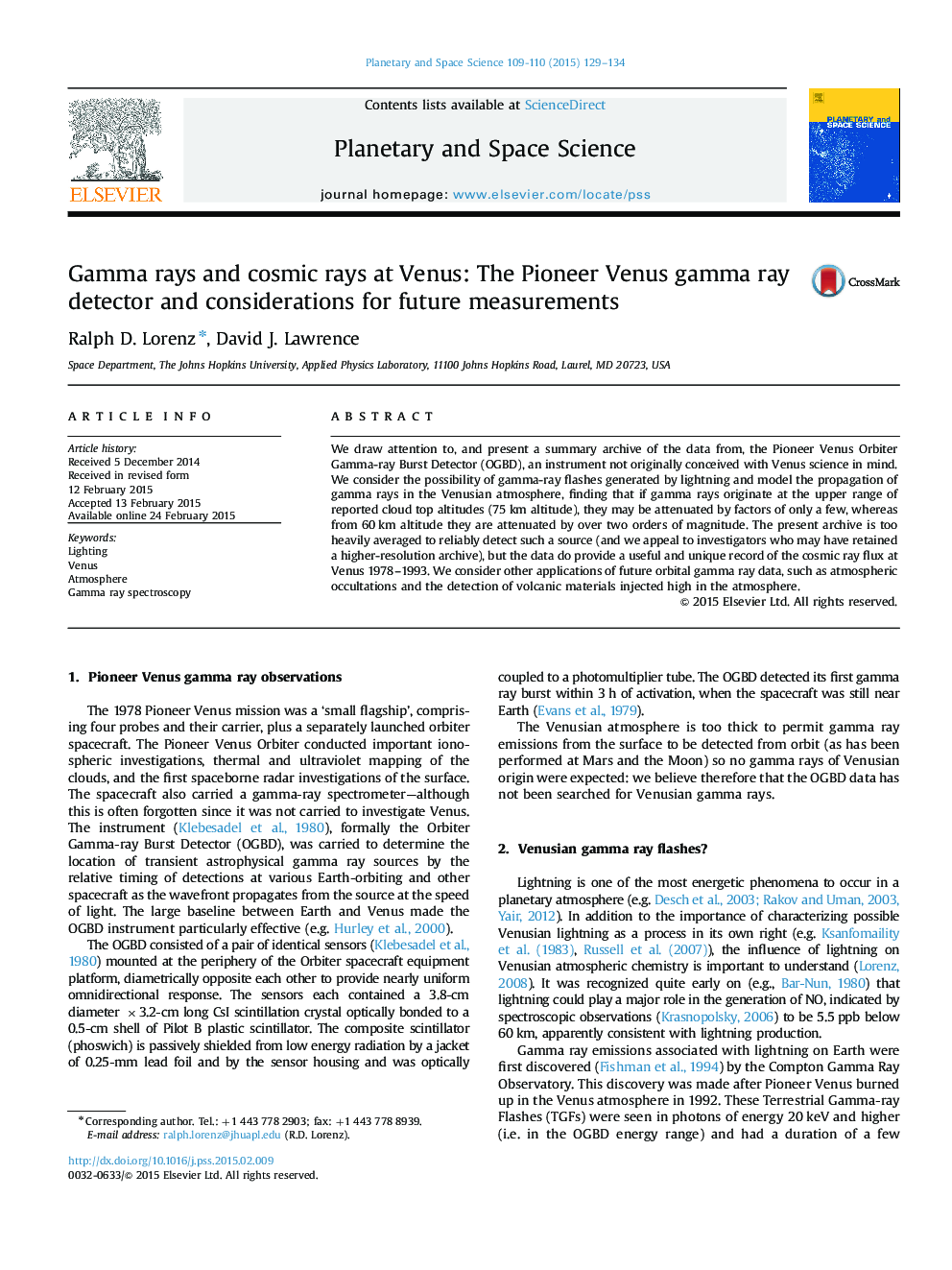 Gamma rays and cosmic rays at Venus: The Pioneer Venus gamma ray detector and considerations for future measurements