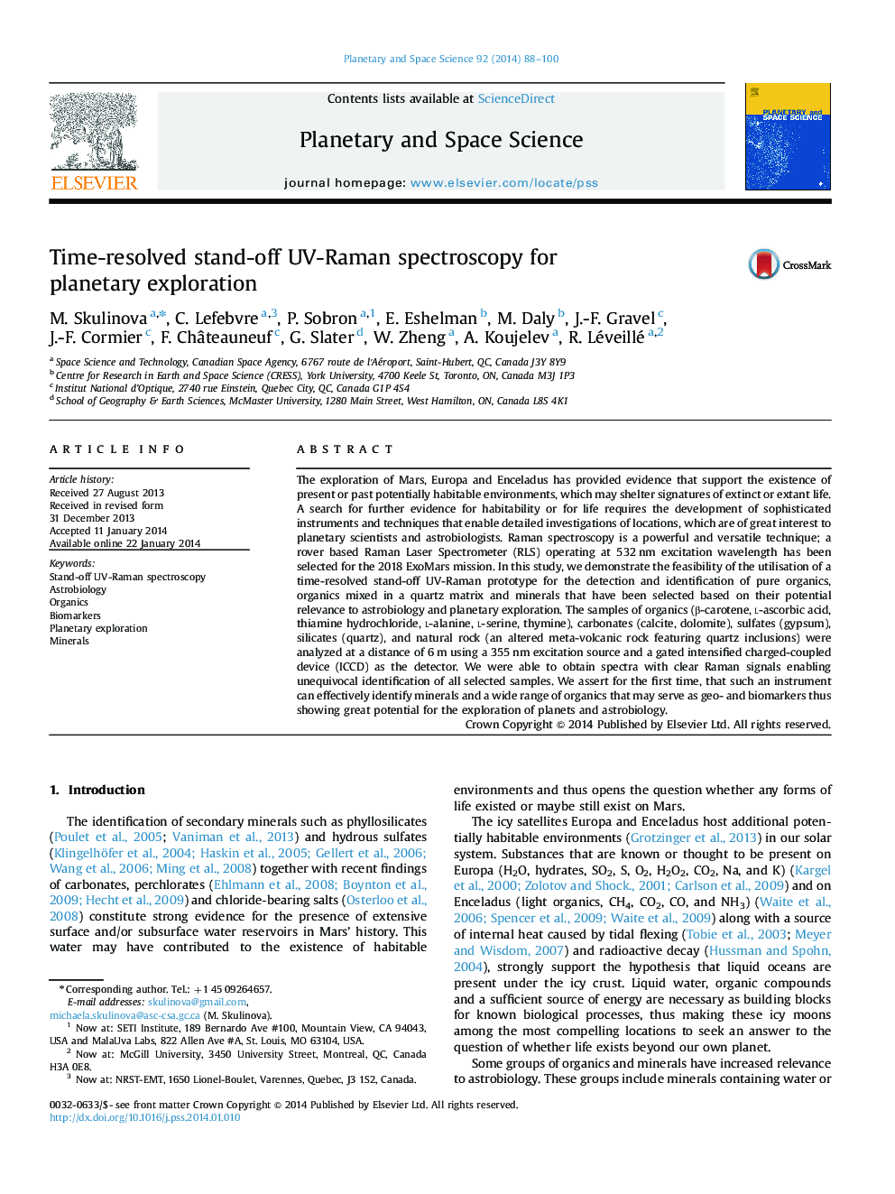 Time-resolved stand-off UV-Raman spectroscopy for planetary exploration