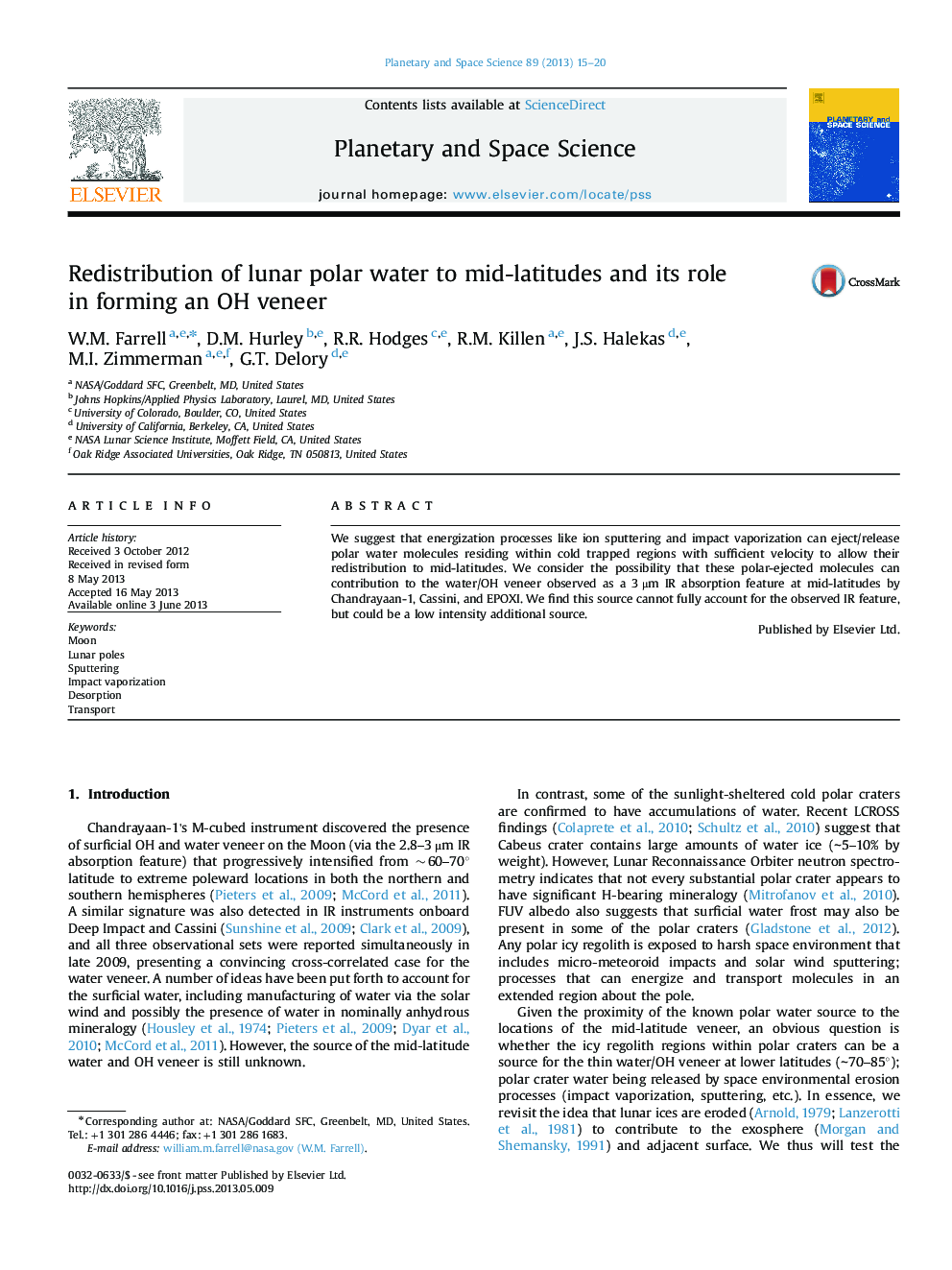 Redistribution of lunar polar water to mid-latitudes and its role in forming an OH veneer