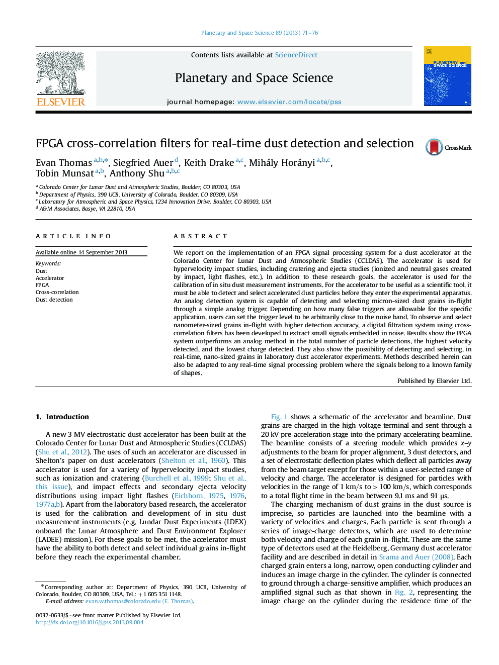 FPGA cross-correlation filters for real-time dust detection and selection