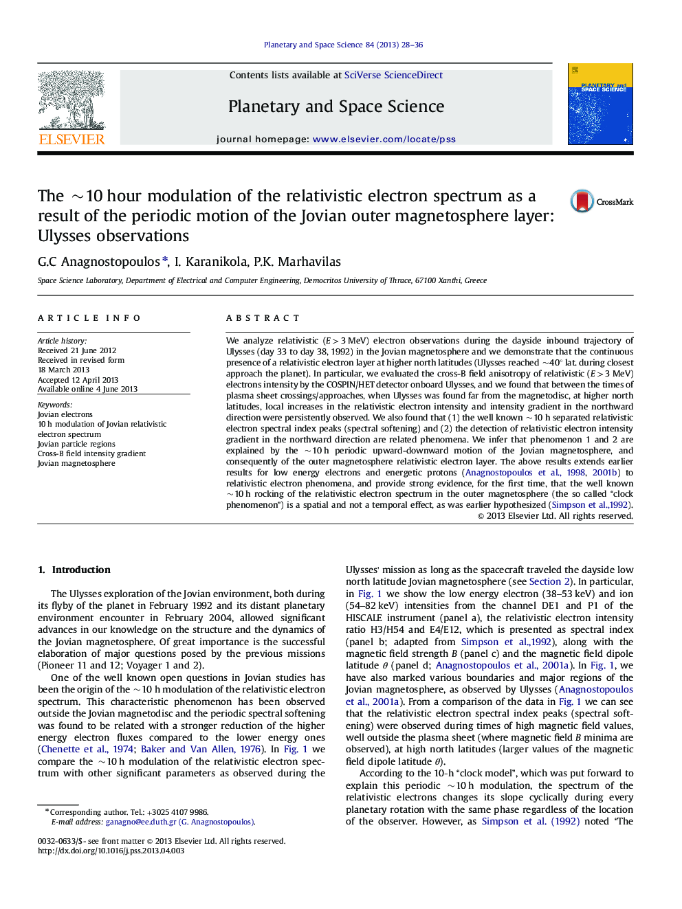 The ~10Â hour modulation of the relativistic electron spectrum as a result of the periodic motion of the Jovian outer magnetosphere layer: Ulysses observations