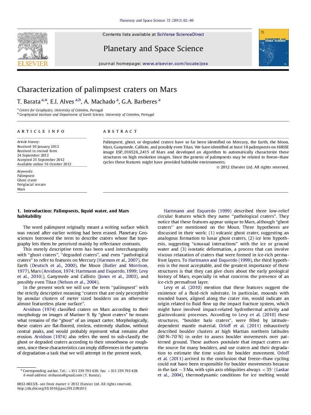 Characterization of palimpsest craters on Mars